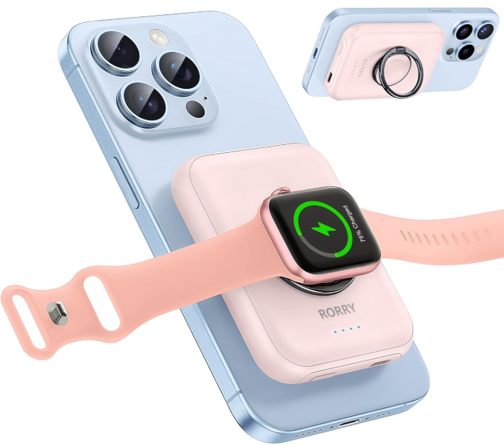 RORRY for Magsafe Portable Charger, [for iPhone & iWatch][Simultaneously Fast...