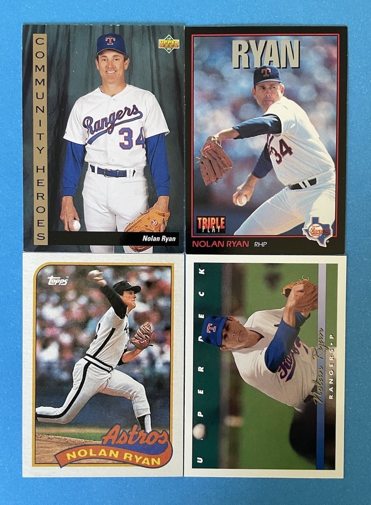 Lot Of 4 Nolan Ryan Baseball Cards Houston Astros Texas Rangers HOF