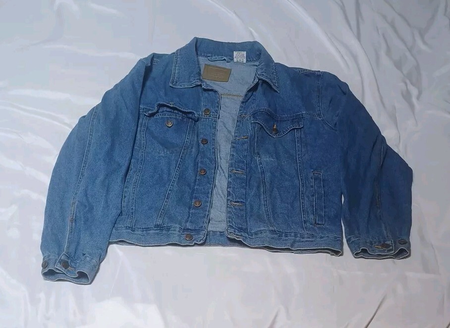 Canyon Guide Outfitters Jacket Mens Blue Medium Denim Work Zone Stains