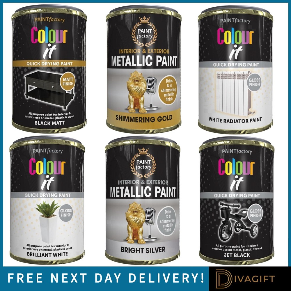 METALLIC GOLD SILVER BLACK PAINT METAL MATT GLOSS WHITE RADIATOR UNDERCOAT 300ML