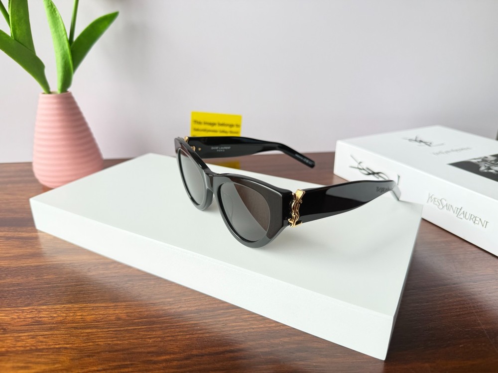 Saint Laurent SL M94 001 Cat Eye Sunglasses Black/Gold Dark Grey Lens