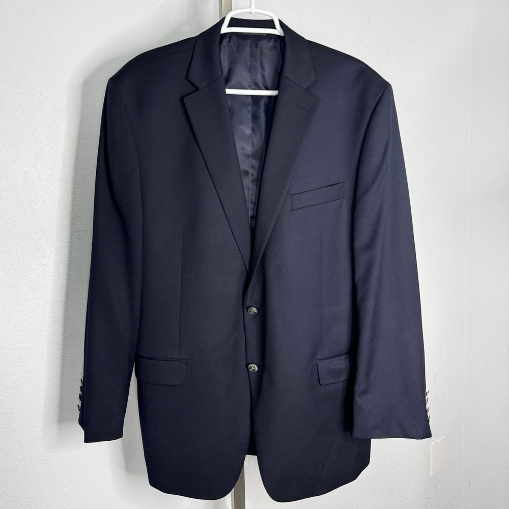 Michael Michael Kors Navy Wool Blend Two-Button Men's Sport Coat Blazer Size 46