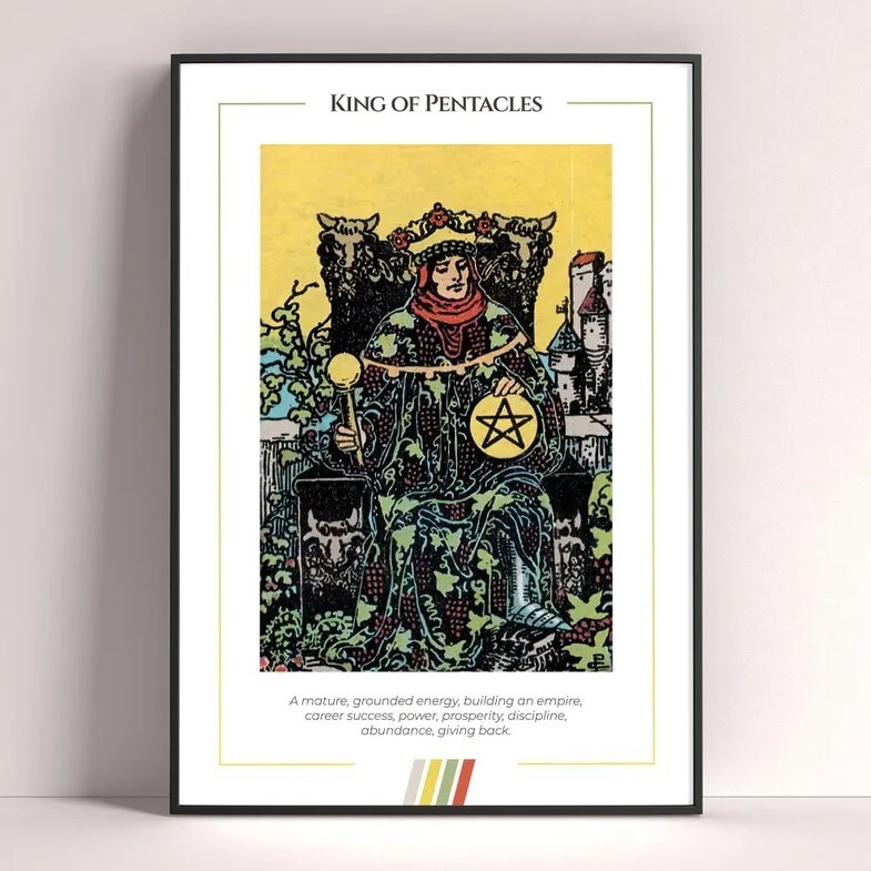 King of Pentacles Tarot Card Art Print Mystical Wall Decor Gift