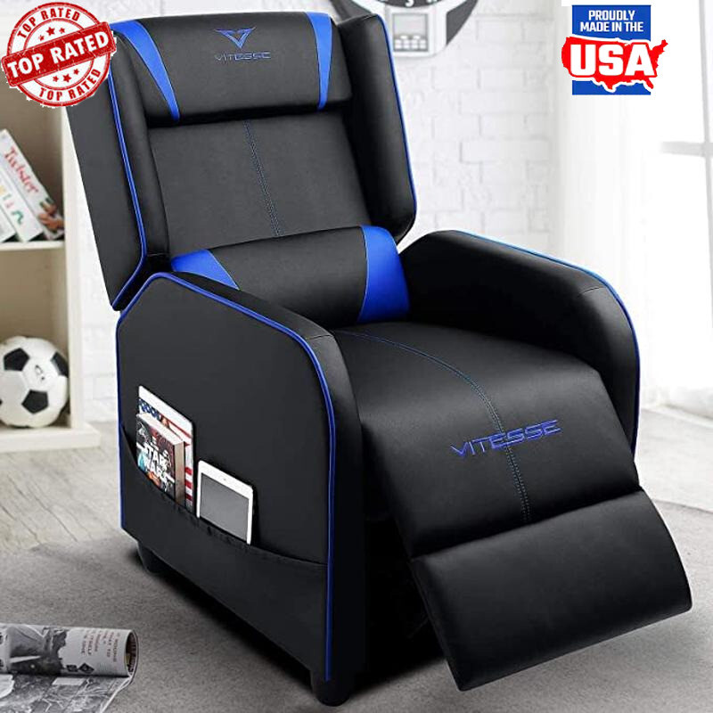 Ergonomic Gaming Recliner Adjustable Footrest PU Leather Comfortable Sofa Chair