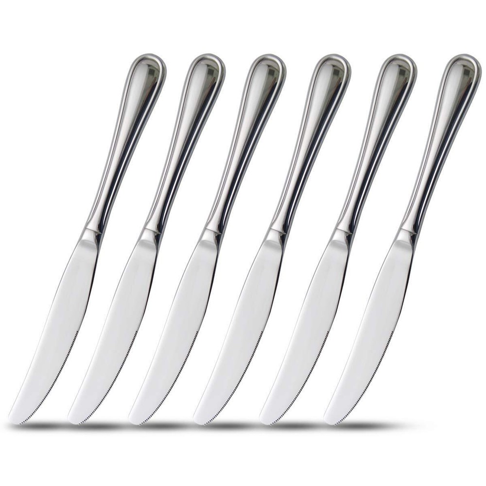 6-Piece Dinner Knives,9-Inch Table Knives,Hollow Handle Flatware knife Stainl...