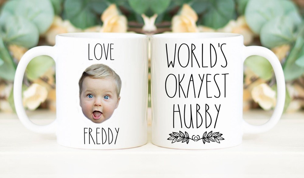 World's Okayest Hubby Coffee Mug Father's Day Gift Personalized With Photo Of