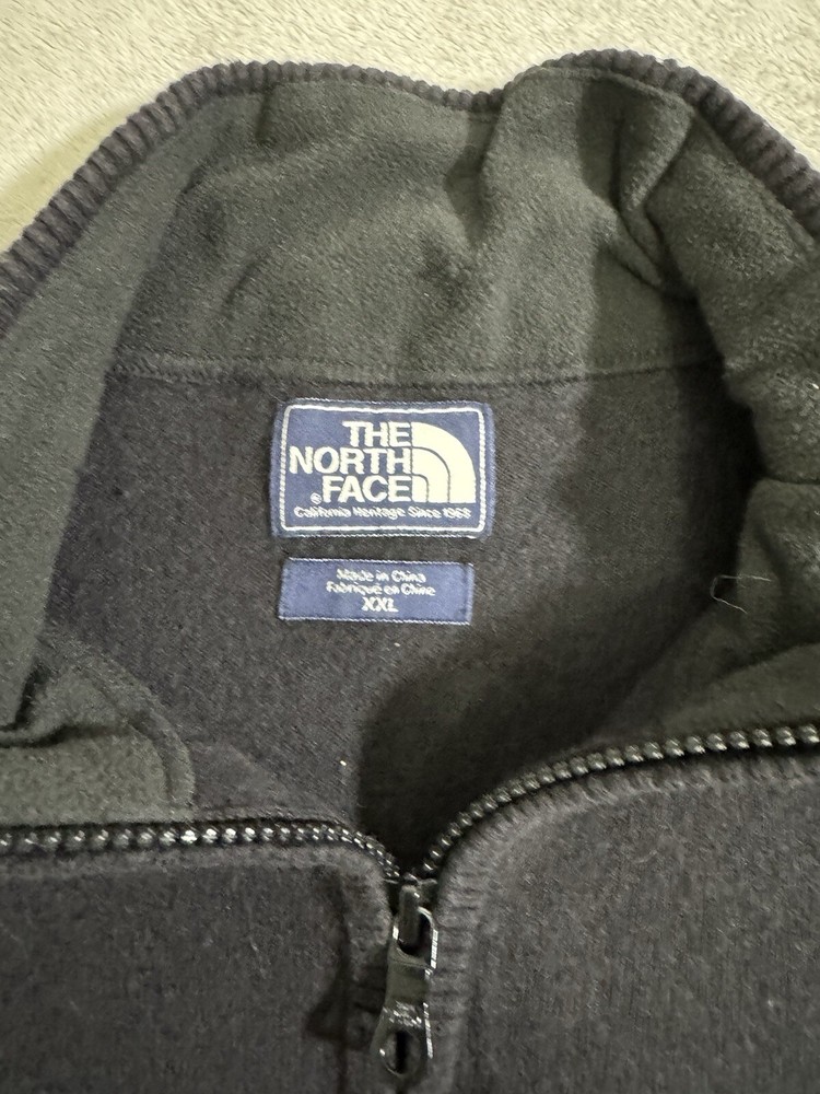North Face Men's 2XL XXL Black Quarter-Zip Pullover Cotton-Wool Blend Sweater for Outdoor