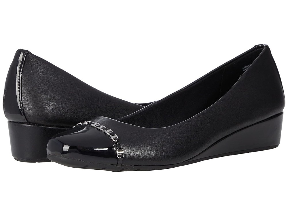 Anne Klein Moxy Womens Leather Wedge Flats Size 6 M