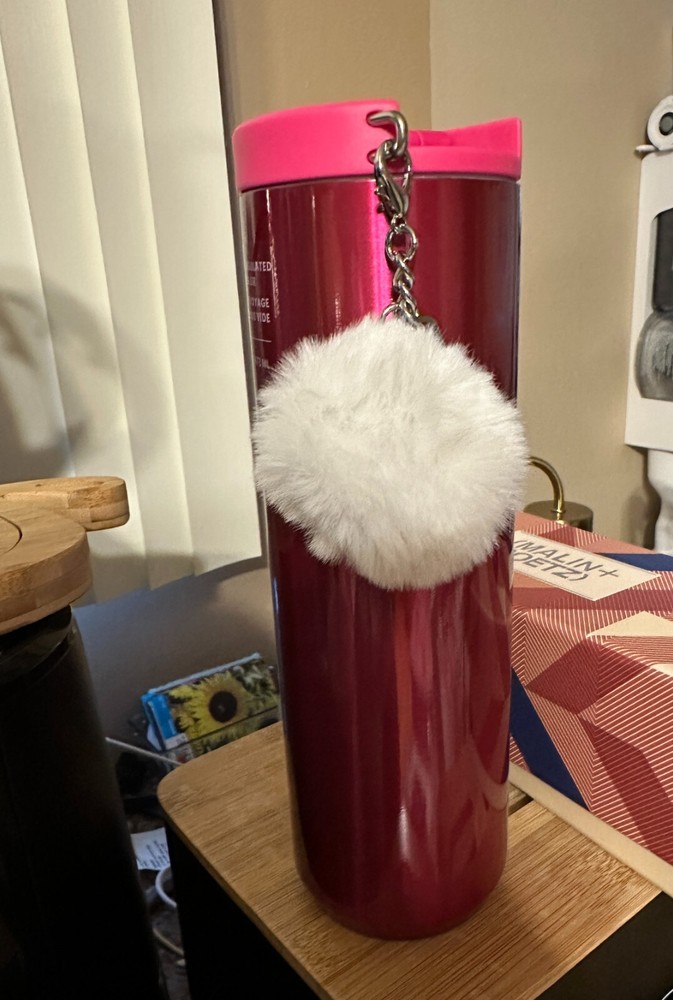 Starbucks 2023 Holiday Pink Insulated Tumbler with Pom Pom Hot Cup