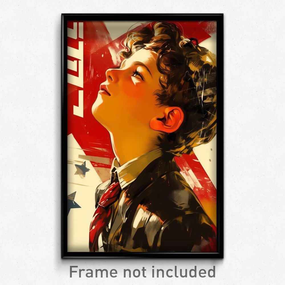 Hebrew Movie Poster - Boy Feeling Anticipating, Urban Red Neckwear (Art Print)
