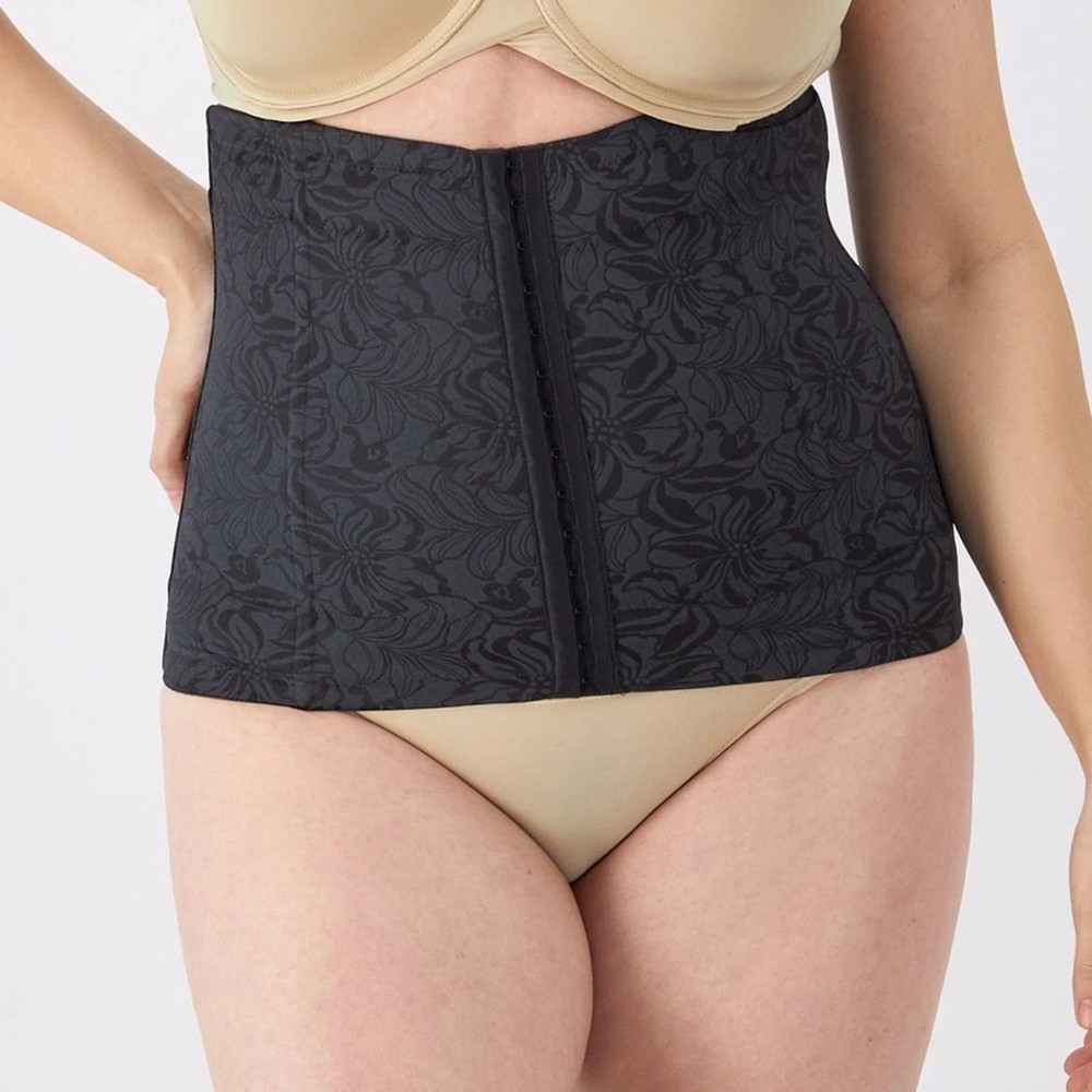 Maidenform Ultra Firm Jacquard Waist Nipper Cincher in Black Blue Size XL