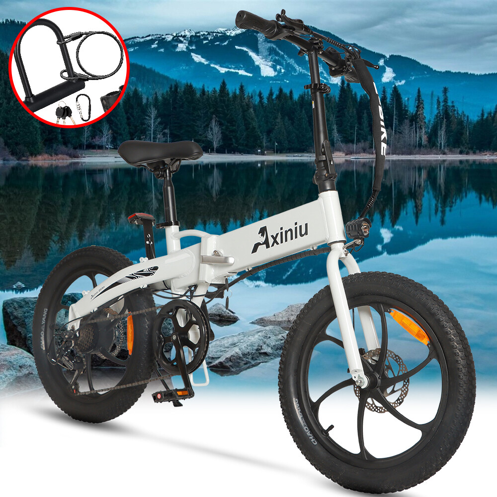 Axiniu 850W 20'' Electric Bicycle Folding Snow Beach City E-bike 36V White US