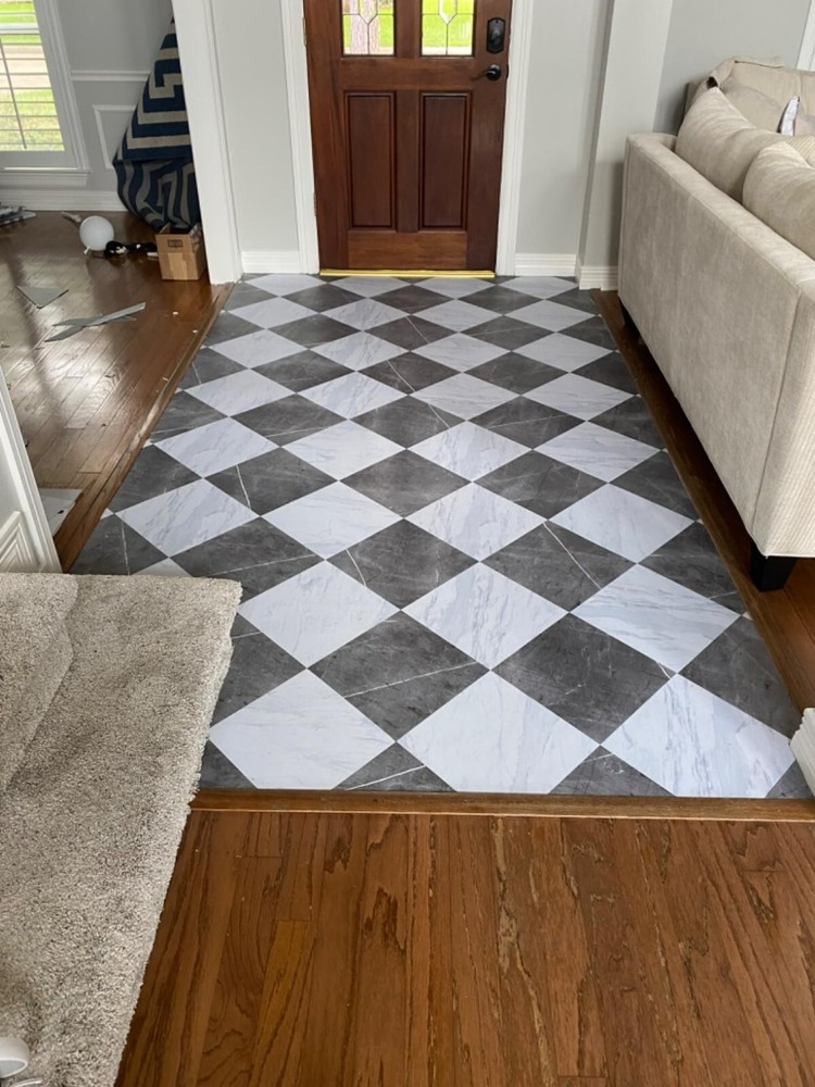 Gray White Marble Vinyl Floor Tiles Peel Stick Luxury 10pk 12 Inch