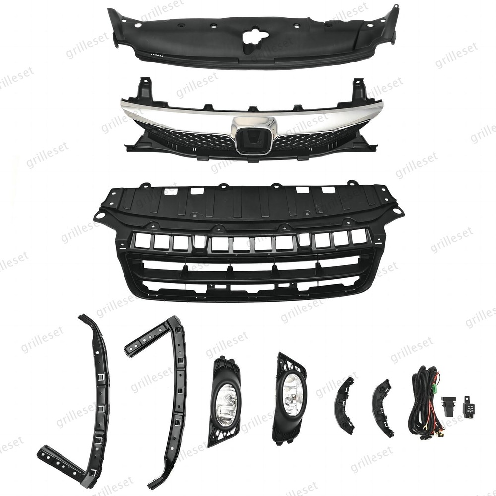 For Civic 2009-2011 Grilles, Fog Lights & Radiator Cover with Bumper Brackets