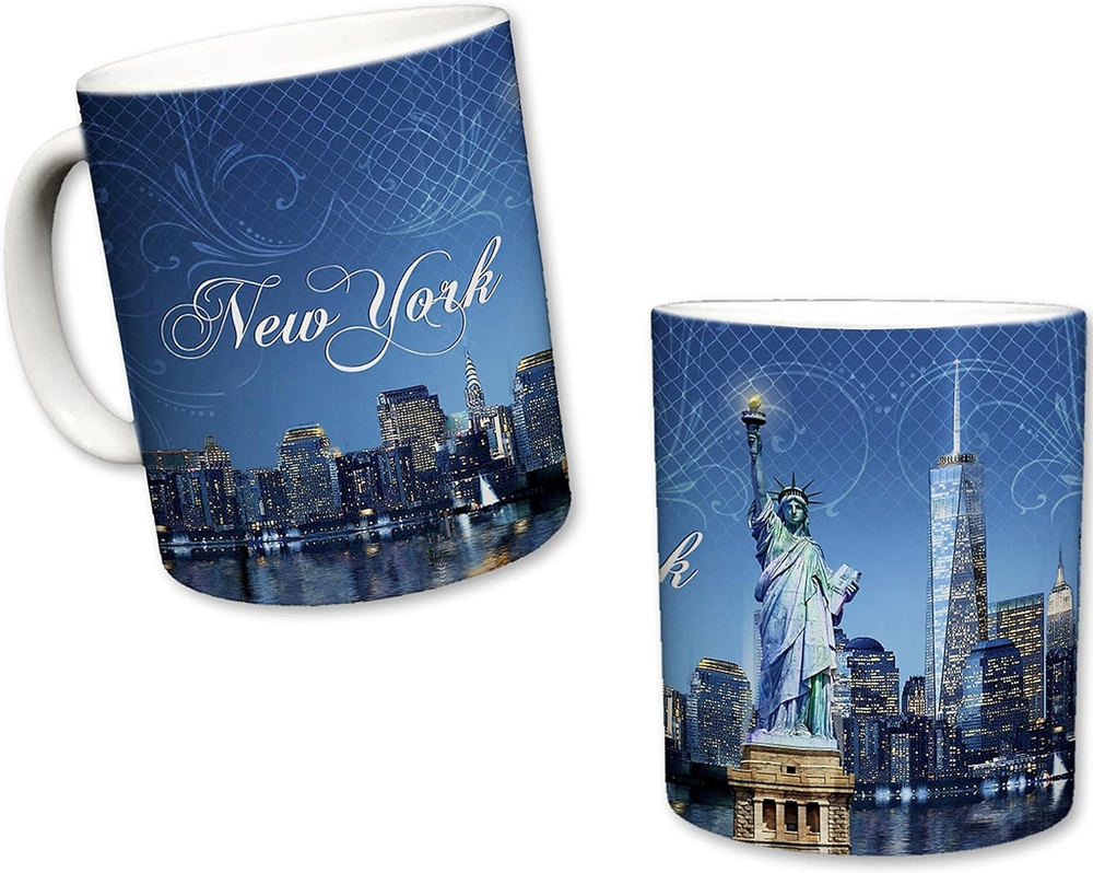 | New York City Inspired Mug | Ceramic NYC Coffee Cup | Downtown Manhattan Skyli