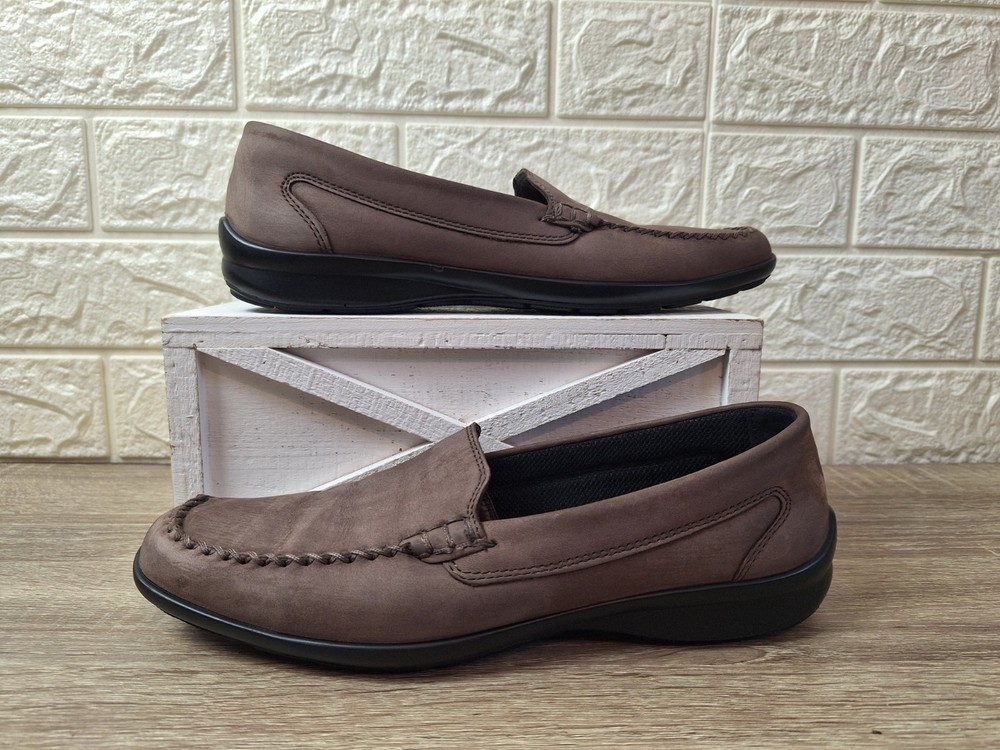 Hotter Retro Brown Nubuck Leather Slip On Loafers Shoes Women's UK 7 EU 41