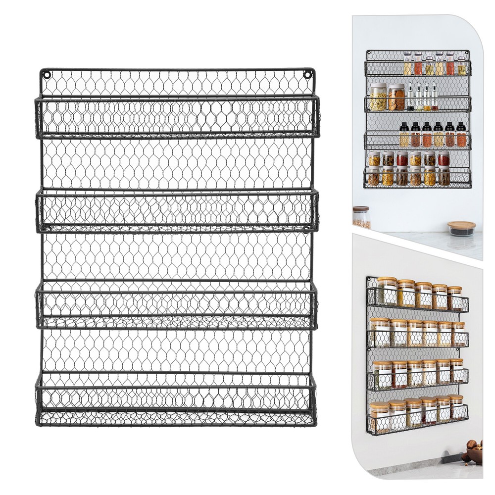 4-Tier Wall Mounted Spice Rack for Kitchen Storage