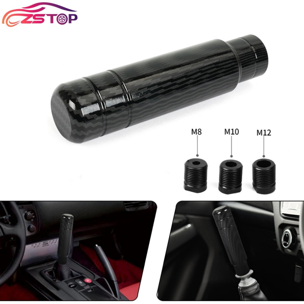 Universal Black Carbon Fiber Aluminum Manual Car Gear Shift Knob Shifter Lever