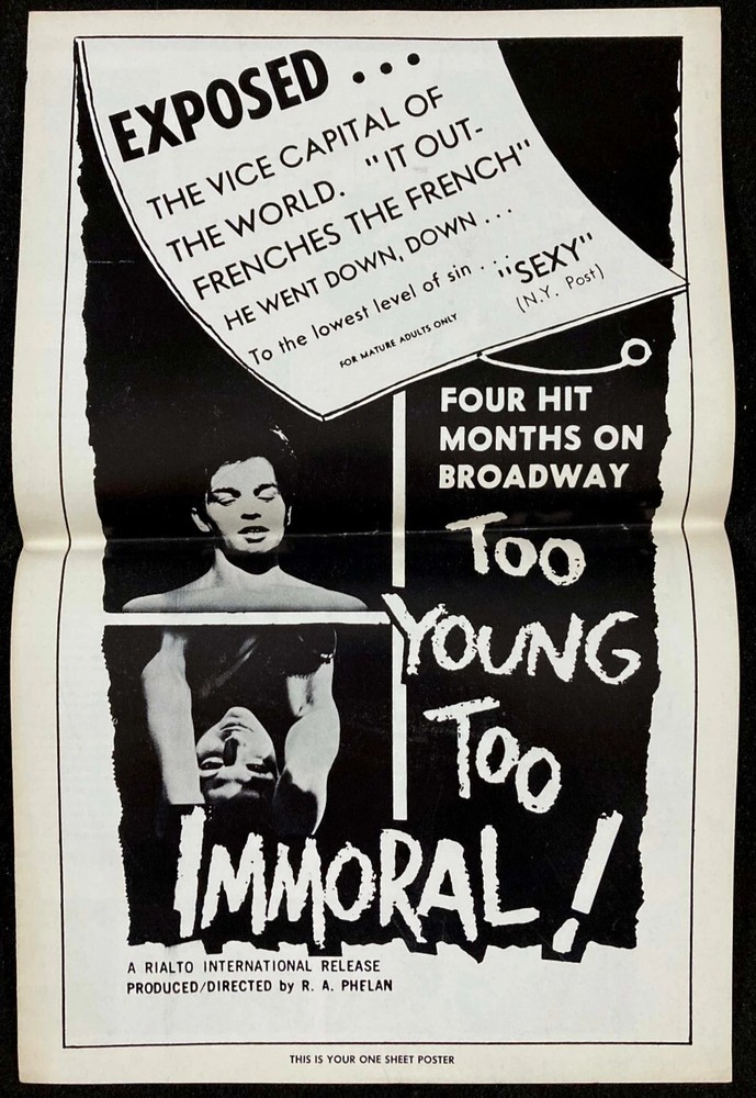 Vintage Too Young Too Immoral Exploitation Movie Pressbook Drug Drama