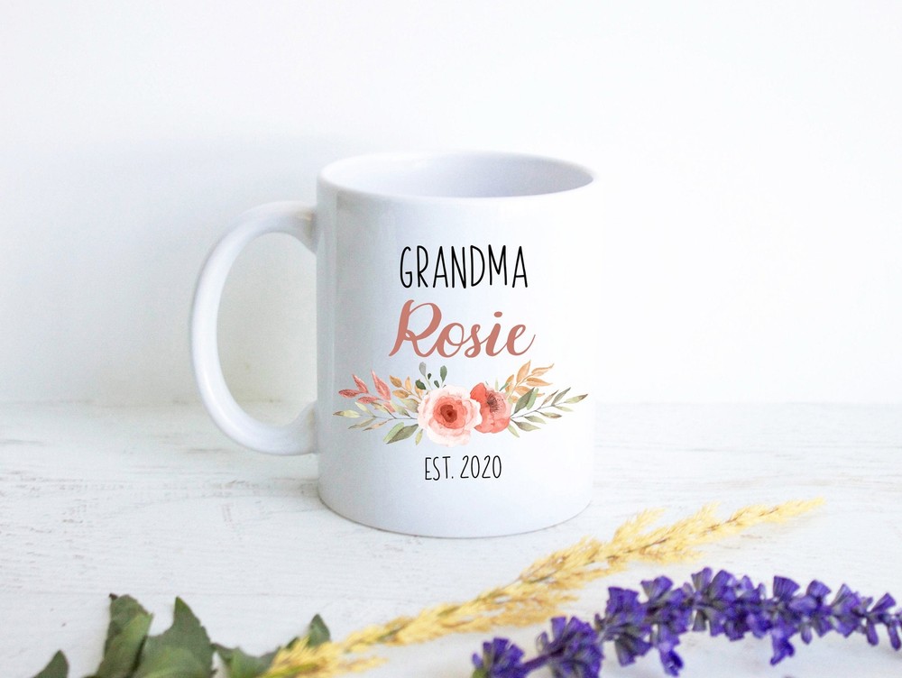 Peach Floral Personalized Grandma Mug Gift Grandma Mug Gift For Grandma