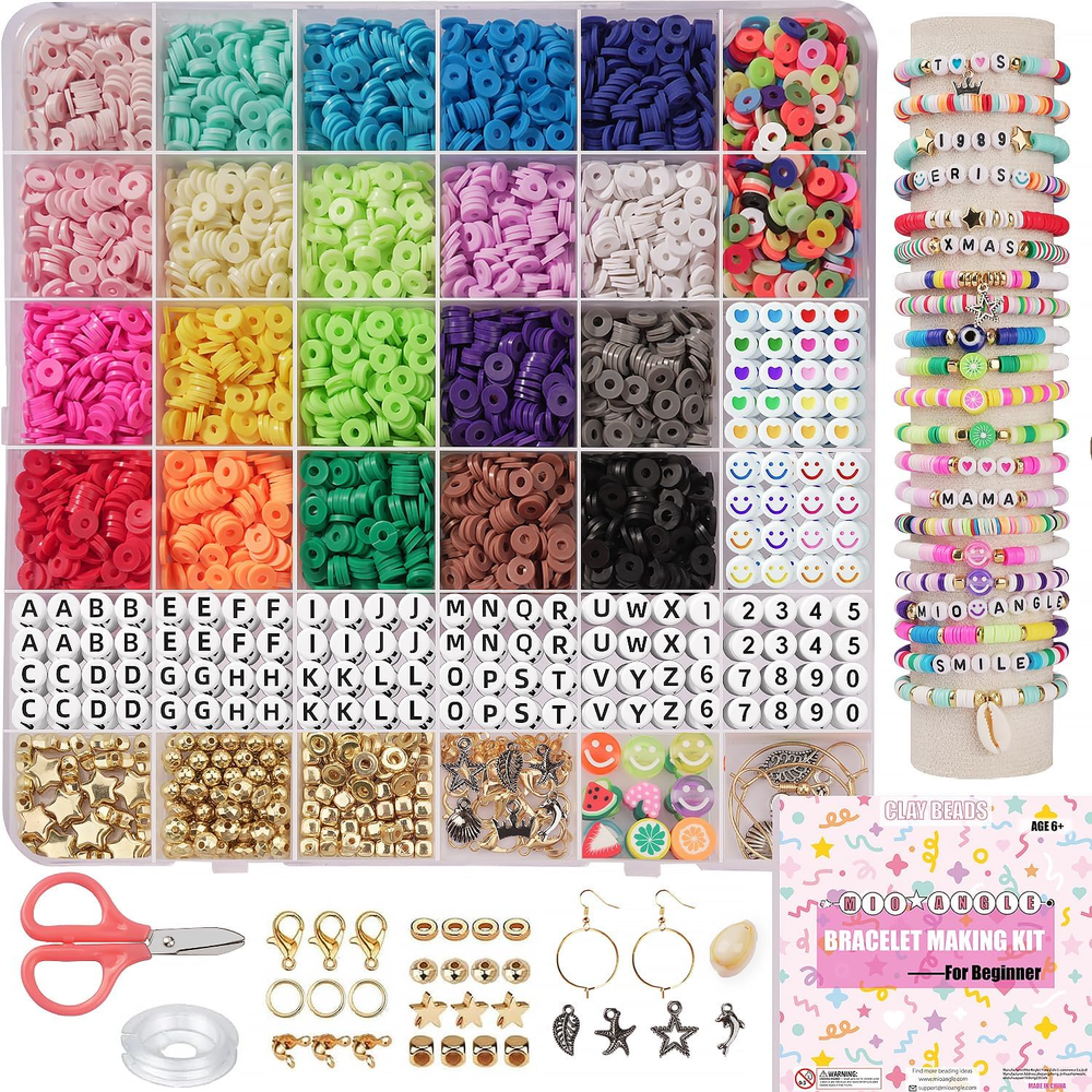 Bracelet Making Kit for Beginner 5000Pcs Preppy Polymer Friendship Bracelet Maki