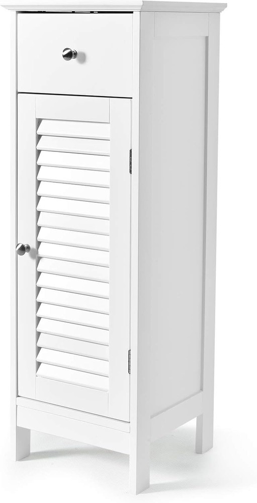 Bathroom Floor Cabinet, Wooden Side Storage Cabinet with Single Shutter Door