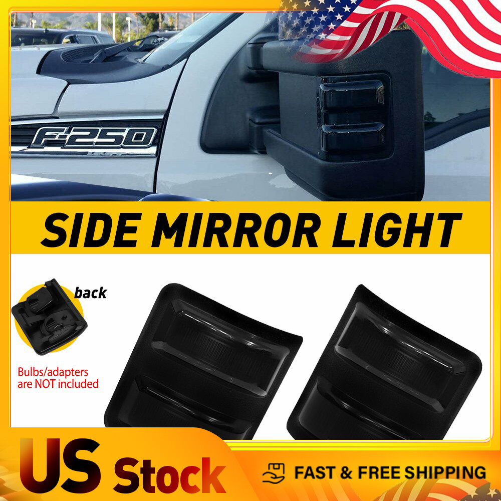 Side Smoked Mirror Signal Light Housings Fits 2008-2016 For Ford F250 F150 ETC