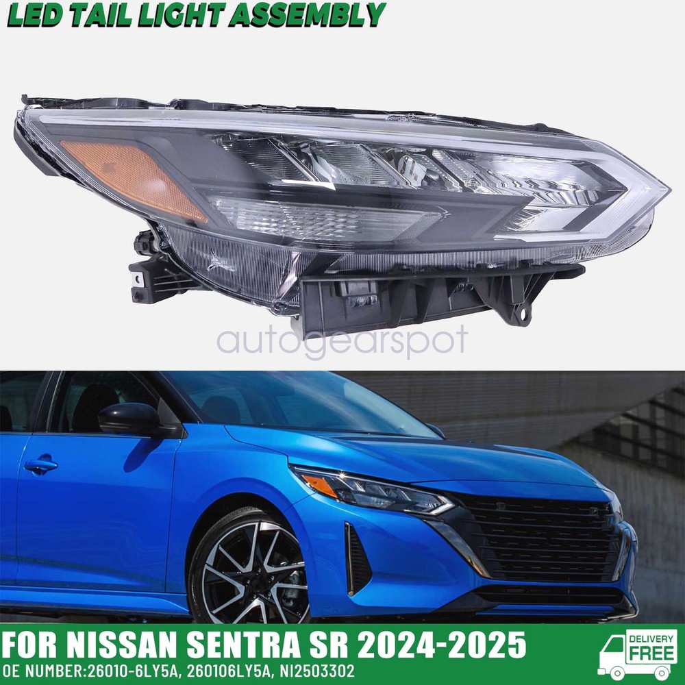 Right LED Headlamp Assembly Passenger Side For Nissan Sentra SR 2024 2025