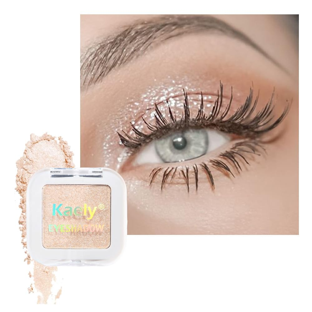 Glitter Shimmer Sparkle Eyeshadow Palette Makeup for Green Blue Eyes, Pearl Whit