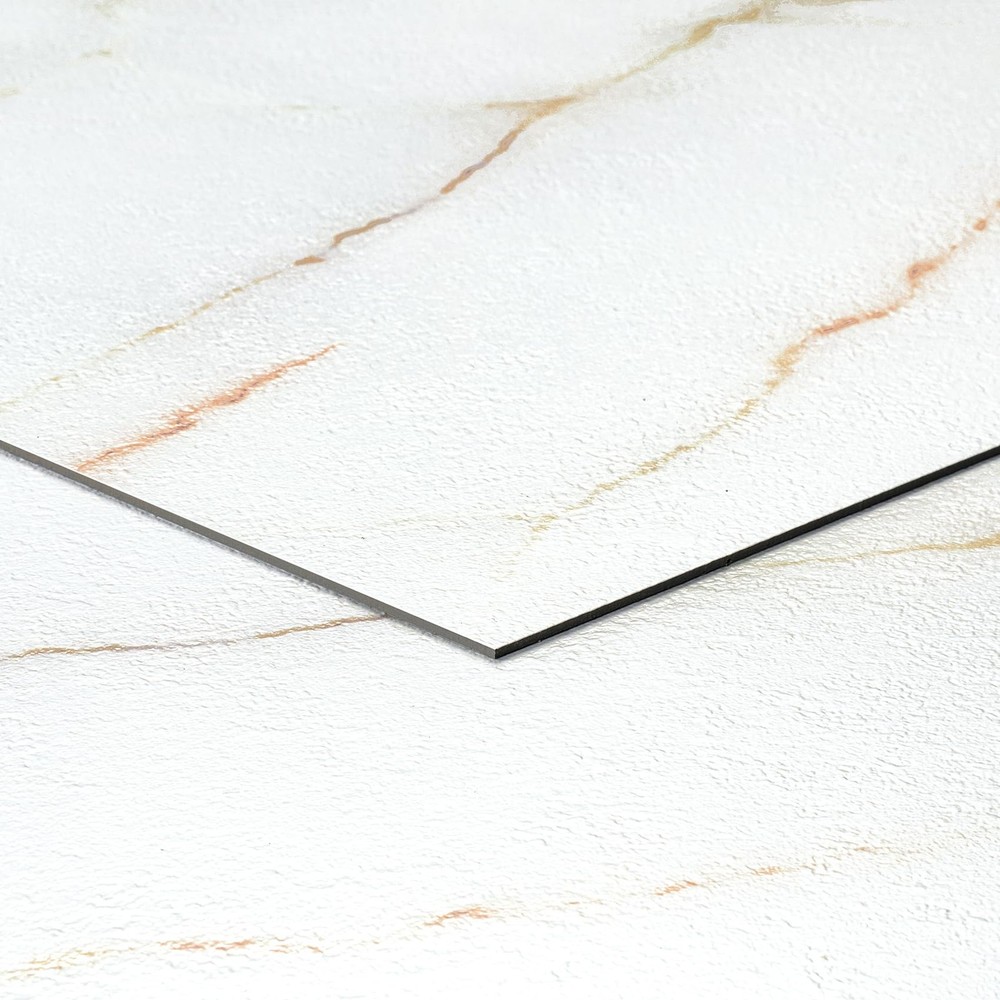 Peel and Stick Waterproof Pink Gold White Marble Floor Tiles for Bathroom Kitchen