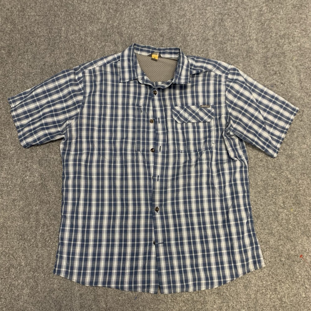 Eddie Bauer Mens Travex Plaid Short Sleeve Button-Up Shirt Polyester Nylon Size L