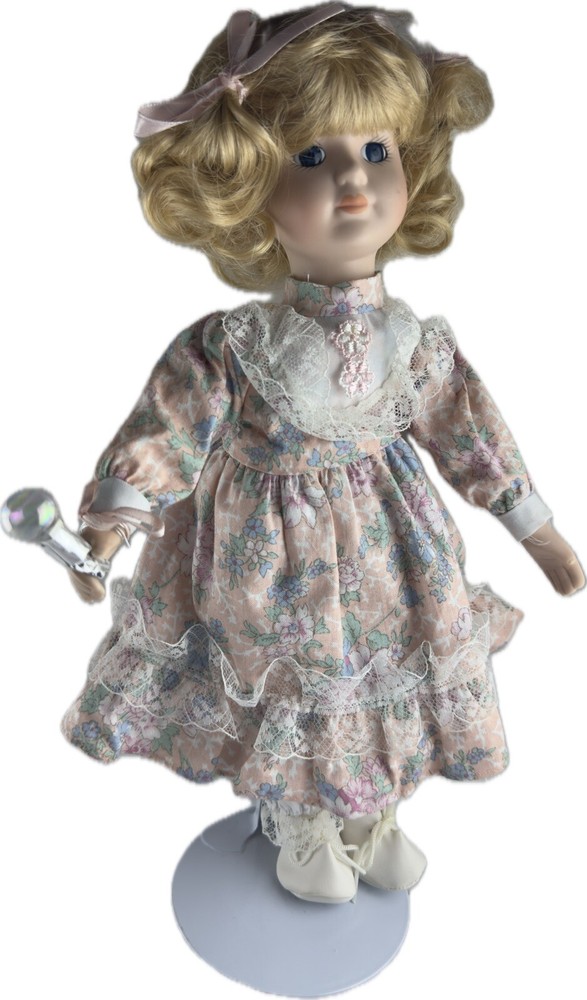 Vintage Victorian Porcelain Doll By EMSON Christmas Holiday STAND, 12”