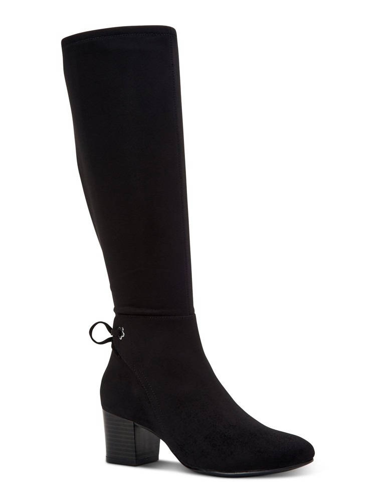 CHARTER CLUB Womens Black Flower Eyelets Jaccque Almond Heeled Boots 10 M