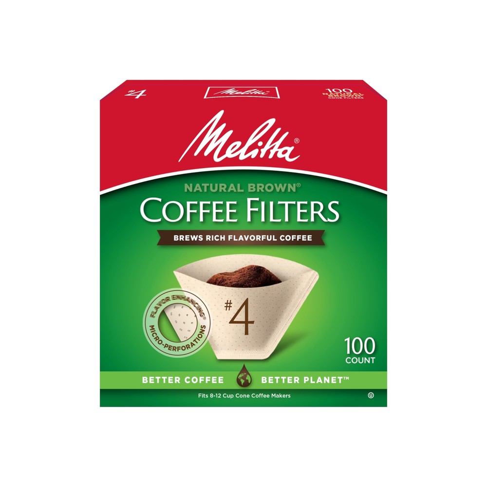Melitta #4 Unbleached Natural Brown Coffee Filters 100ct 6-Pack  