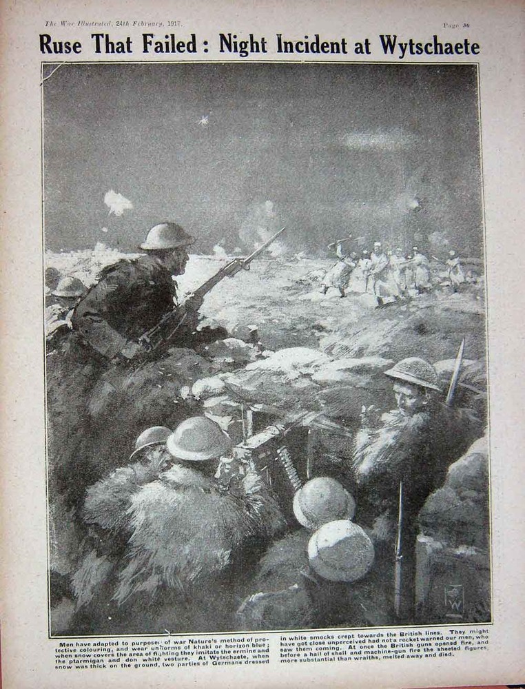 Original Old Vintage Print 1917 Ww1 Wytschaete Siers Germans British Battle