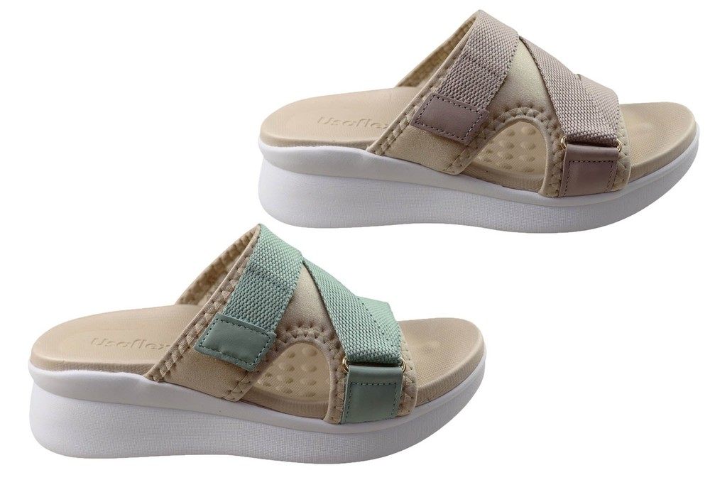 USAFlex Toni Women's Leather Comfort Slides Sandals Made in Brazil