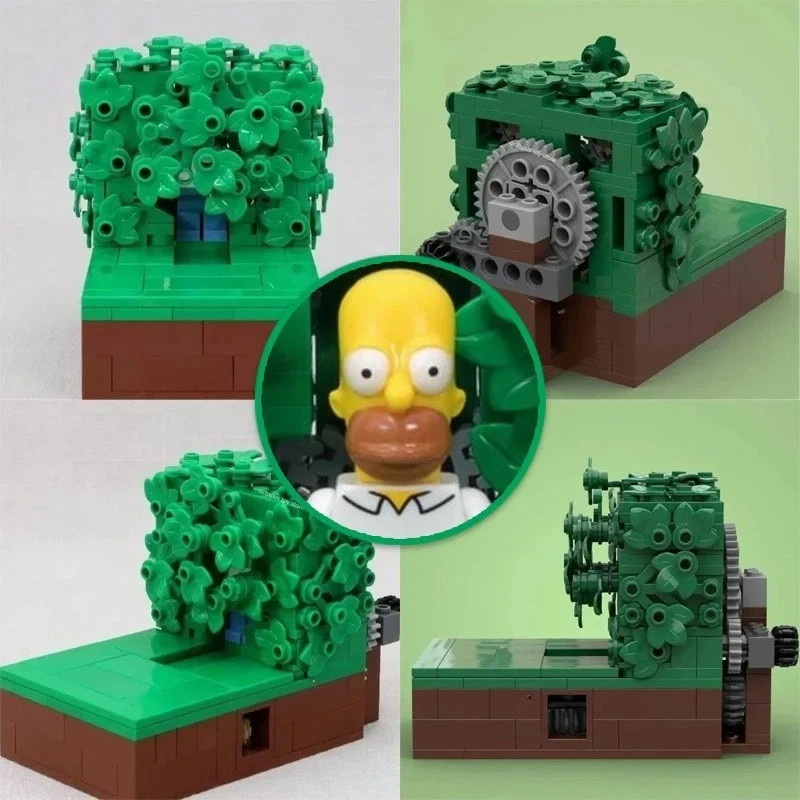 Homer Disappearing into Bush Meme – 227PCS Simpsons Building Block Set Funny Toy