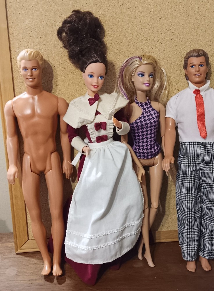 Ken's And Barbie Lot Of 4. 1966 Pilgrim Barbie 2 1968 Ken's 2009 Barbie.