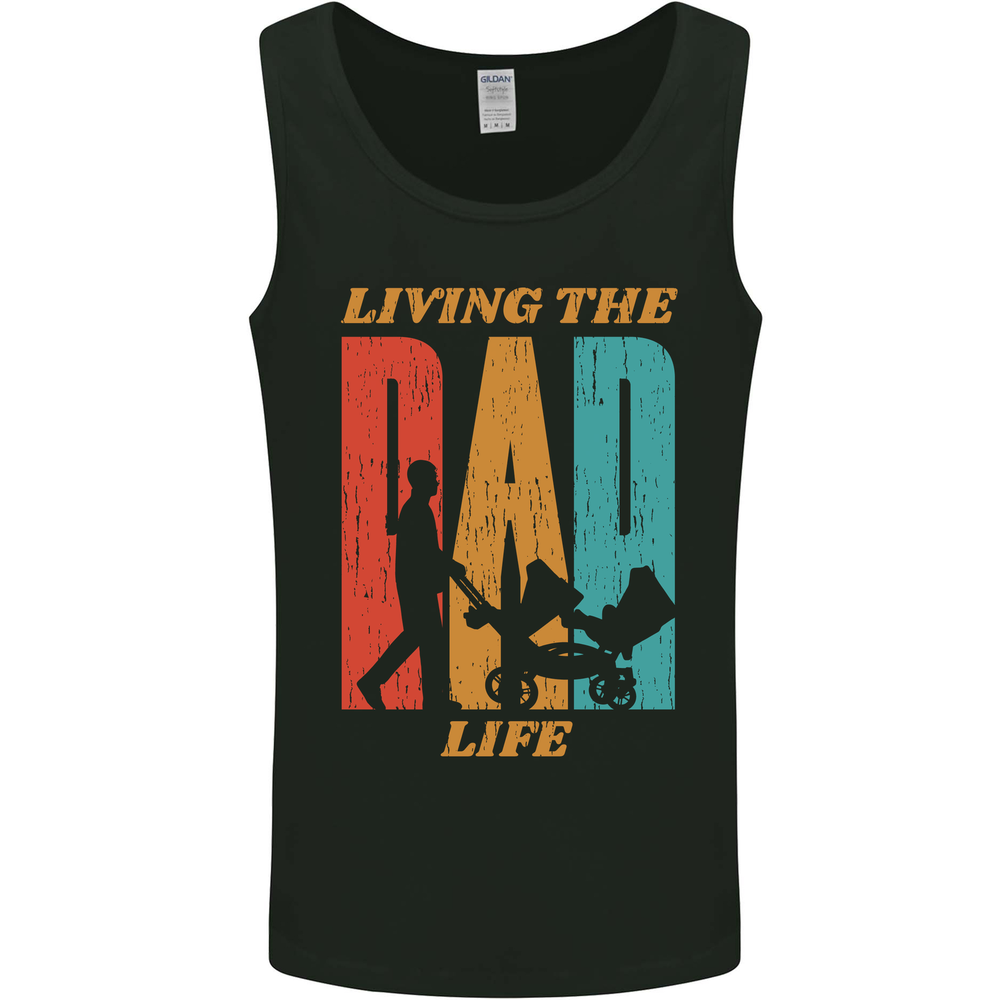 Fathers Day Living the Dad Life Twins Funny Mens Vest Tank Top-image