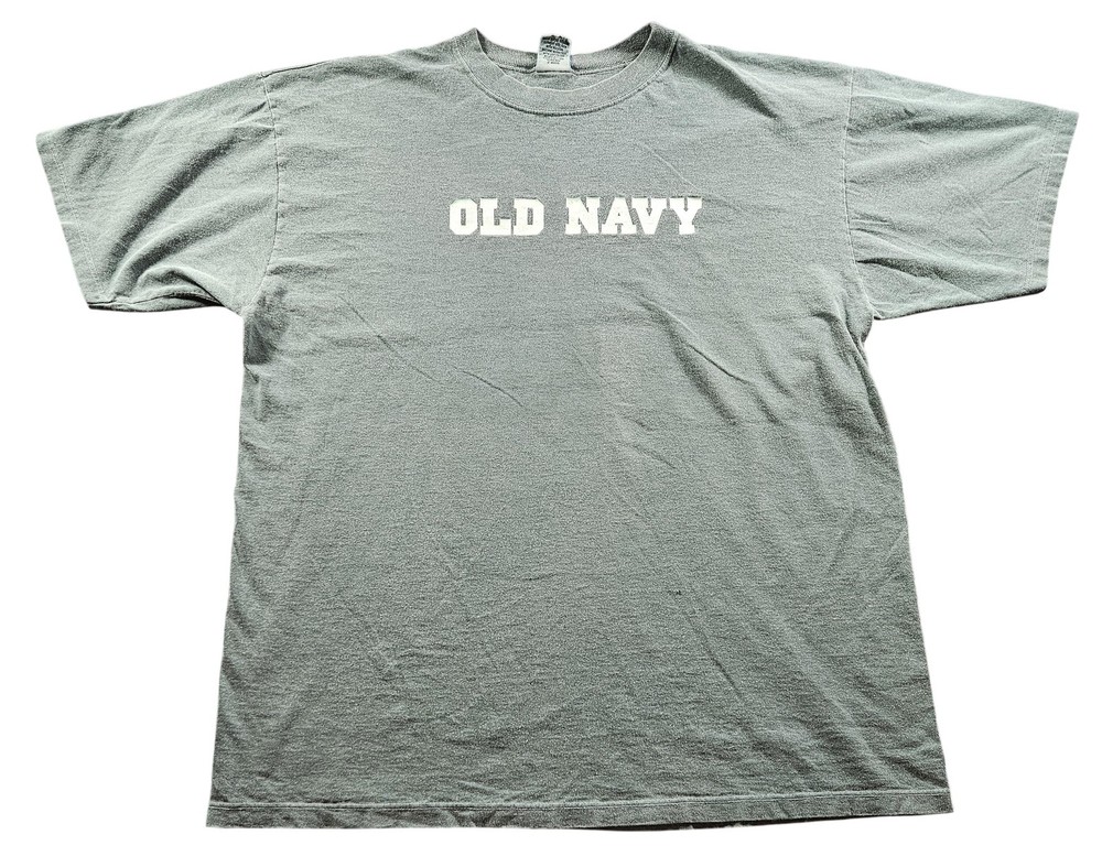 Vintage Old Navy Shirt Mens XL Green Spell Out Made USA 100% Cotton Classic 90s