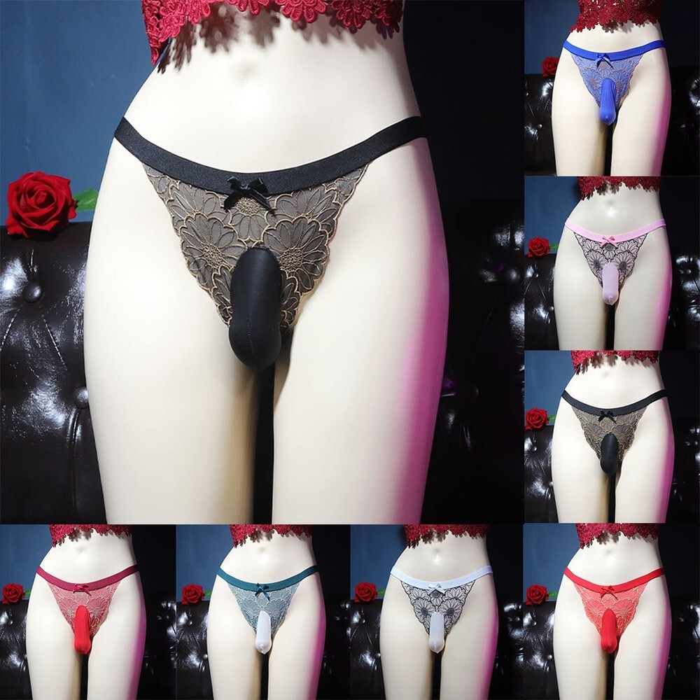 Sexy Men Pouch Panties Seamless Mid-Waist Briefs G-String Sheer Underwear Thong