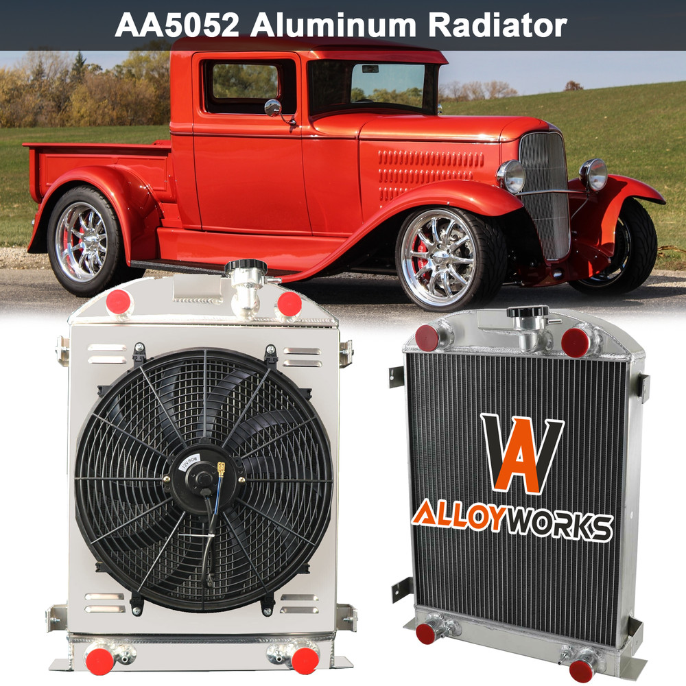 4-Row Radiator Shroud Fan for 1930-1938  Ford Model  Flathead Stock Height Truck