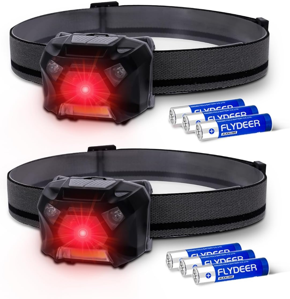 2 Pack Red LED Headlamp Flashlight – Bright Adjustable Head Light for Adults  