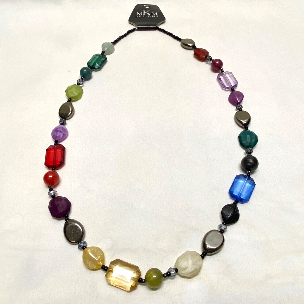 MKM Designs Fashion Necklace Faceted Plastic Beaded Multicolor 34