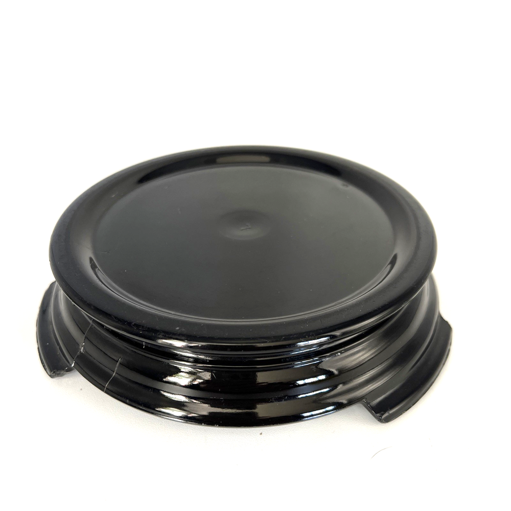 Antique Art Deco Black Glass Tiered Pedestal Stand with 3 Footed Base