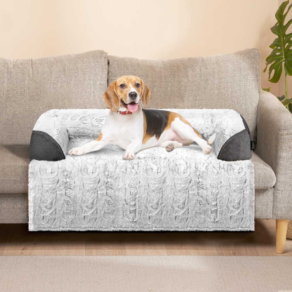 Cozy 35x31 Inch Washable Dog Bed with Removable Cover for Couch Pets