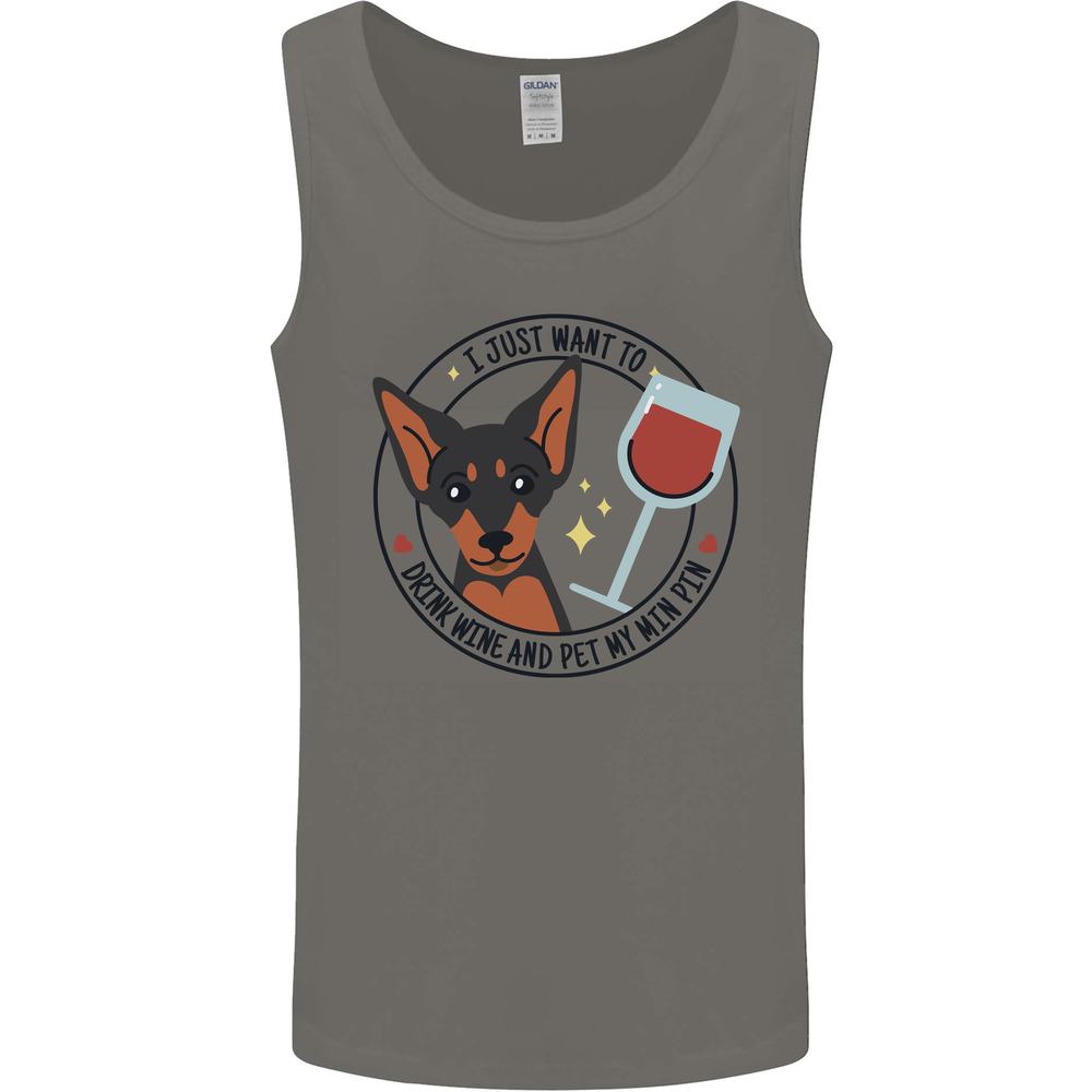 Wine With My Min Pin Miniature Pinscher Dog Mens Vest Tank Top