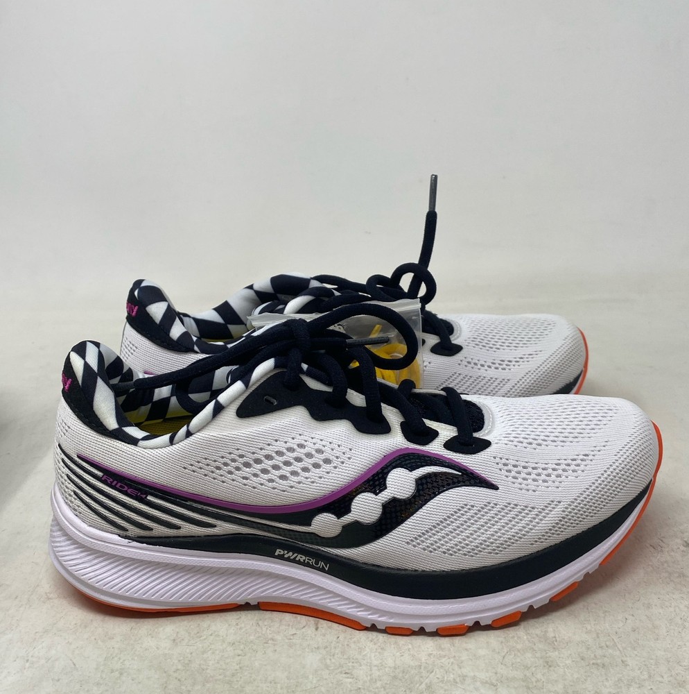 Saucony Women’s Ride 14 Reverie Running Shoes - White/Black/Pink - Size 7.5