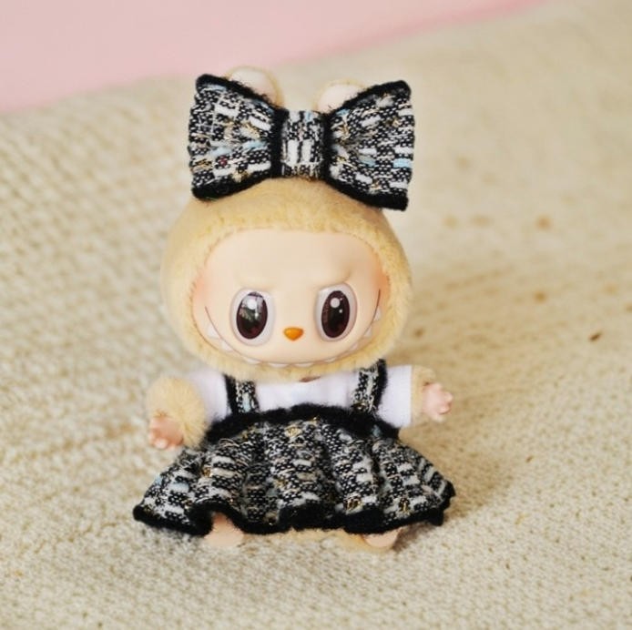 (No Doll) Compatible Dress Set For LABUBU The Monsters Plush Doll bow Clip Skirt