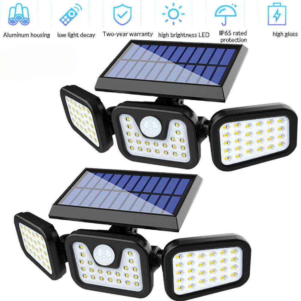 1/2/3 Pack Outdoor LED Solar Security Lights with Motion Sensor and Waterproof Design